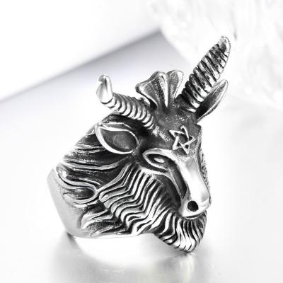 China Stainless Steel Ring Men, Ring for Father, Goat Stud Jewelry Ring for Husband, Goat Stud Jewelry for sale