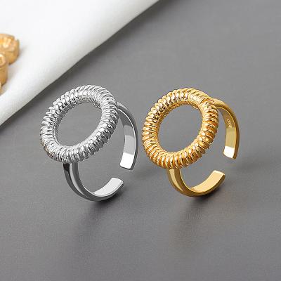 China Newest Korean Vintage Rings Women Smooth Women Engagement Ring Gold Silver Geometric Camber Given Color Open Finger Women Hand Ring for sale