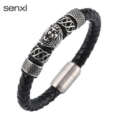 China 2020 New Fashion Animal Model Stainless Steel Bracelets, Men's Leather Bracelet Jewelry for sale