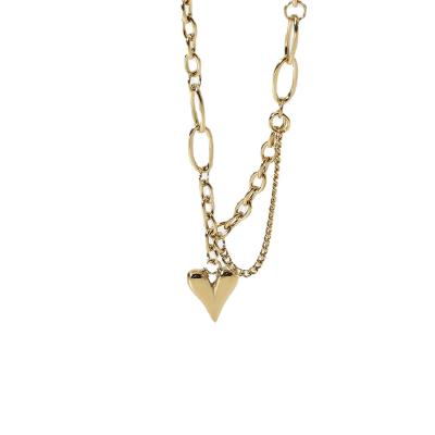 China Classic Africa Figaro Chain Necklace Chain Stackable Gold Party Jewelry 14K Gold Plated Stainless Steel Heart Necklace Gold Plated for sale