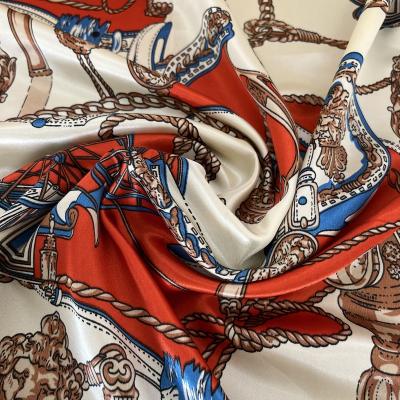 China Wholesale Shrink-Resistant Polyester Satin Fabric Glazed Printed Satin Textile For Gift Accessories Shiny Satin Female Scarf Cloth for sale