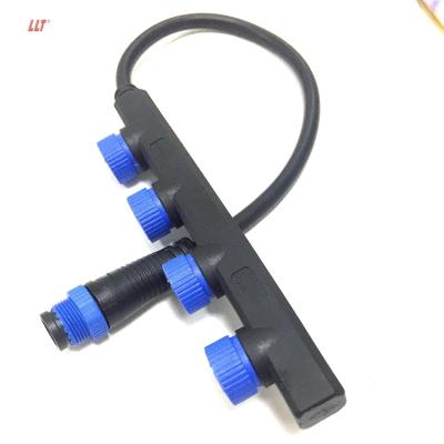 China Waterproof Outdoor LED Light 1 Outlet 4 Ports IP67 Splitter Electrical Cable M15 Connector for sale