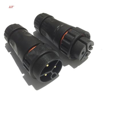 China LED Light Connector Power 3pin M22 IP67 Outdoor Lighting Screw Electrical Wire Assembly Waterproof Connector for sale