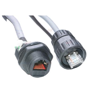 China LED light rj45 female connector M19 waterproof 8P8C ethernet cable for sale