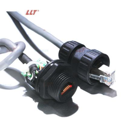 China Wire Cat 7 RJ45 Panel Mount Female Connector IP67 Waterproof Machine for sale