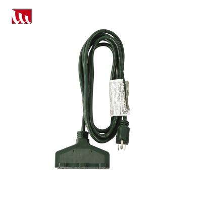 China 3-Outlet Appliance Household Low Power Green Outdoor Extension Cord for sale