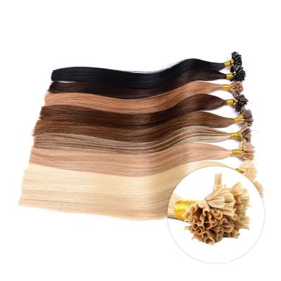 China Wholesale Cuticle Aigned Remy Human Hair Double Drawn Curly Curl Full Pre Bonded Keratin Nail U Tip Hair Extensions for sale