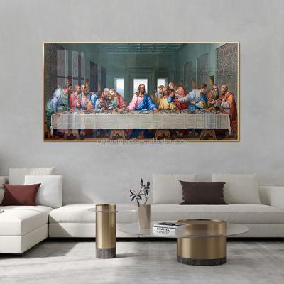 China Waterproof+ECO-Friendly Living Room Decor Cuadros Leonardo Da Vinci The Last Supper Posters Print Wall Hanging Picture Glass Famous Painting for sale