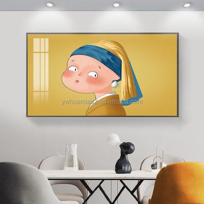 China Waterproof+ECO-Friendly Wall Decor Modern Luxury Crystal Wall Art Cartoon Mona Lisa Animation Restaurant Decoration Porcelain Crystal Painting for sale