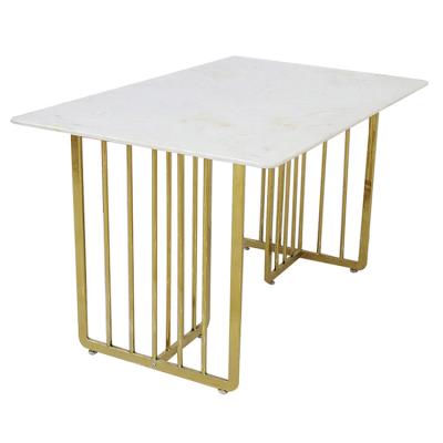 China K/D small marble coffee table style wrought iron running gold Nordic furniture metal home round modern cafe corner marble side table for sale