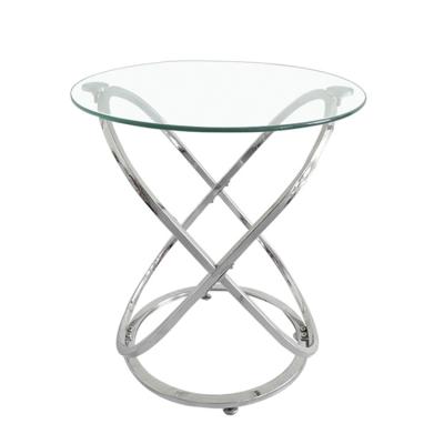 China Luxury Classic K/D Design Round Modern Stainless Steel Marble Glass Coffee Table for sale