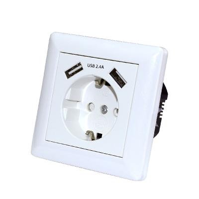 China Touchall Eu Series Residential / Multipurpose High Quality Tempered Glass Dual Panels 2.1a /2.4a 5v Usb Wall Outlet for sale