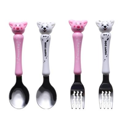 China Hot Sales Handsome Flatware Spoon Portable Animals Fork Durable Hot Sales Stainless Steel Cutlery Set Plastic Cutlery Set for sale