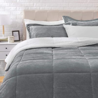 China Luxury Reversible Flannel Fleece Sherpa Bedding Set Ultra Soft Duvet Sets and Warm Comforter Set for sale