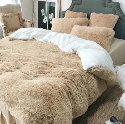 China Nondisposable Autumn and Winter Four-Piece Sets of Thick Warm Shaggy Duvet Cover and Sheet Set for sale