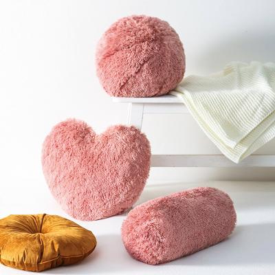 China Wholesale hot sale heart shape shaggy ball shape cheap anti-pilling cushion plush pillow for sofa bed for sale