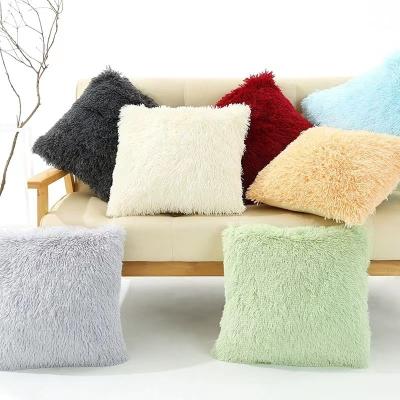 China Anti-pilling Wholesale Ready To Ship Cheap Plush Shaggy PV Cushion Cover For Bed Sofa Decoration for sale