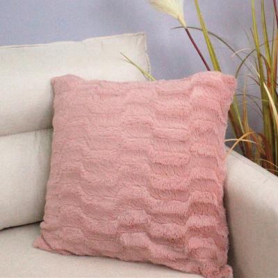 China Double Side Portable Luxury Super Soft Artificial Fur Plaid Case Fluffy Cushion Cover for sale