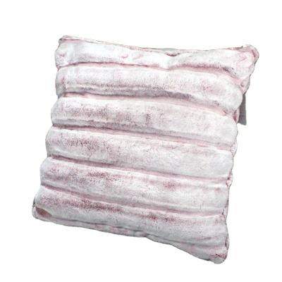 China Folded Luxury Soft Faux Fur Plaid Covers Decorative Fluffy Plush Cushion Case Pillowcase for sale