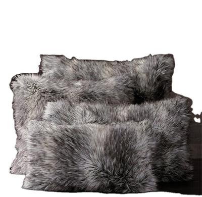 China Sustainable Trendy Long Hair Faux Fur Rectangle Decorative Sofa Pillows for sale