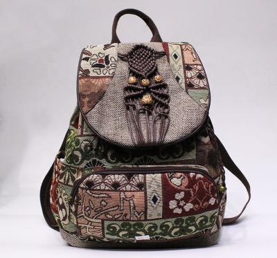 China New Portable Fashionable Large Capacity Backpack Ethnic Style Shopping Bag for sale