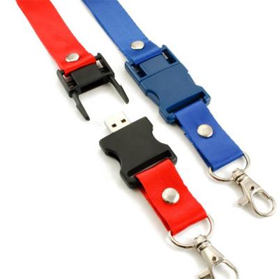 China Promotional Detachable Neck Lanyards Office Lanyard USB Disk Polyester Cell Phone Straps USB Flash Drive for sale