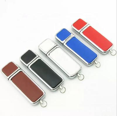 China Metal +Leather Material Wholesale Promotion Gift 16GB Customized Logo CPU Leather Usb Memory Pendrive Stick With Warranty for sale