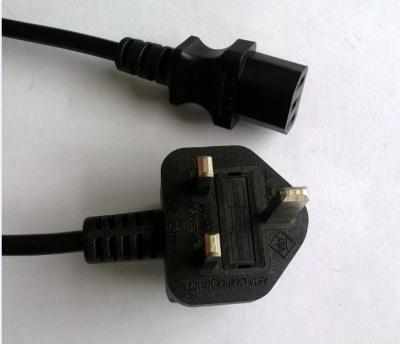 China BS1363 moulded power cord plug, UK C13 power supply cord for sale