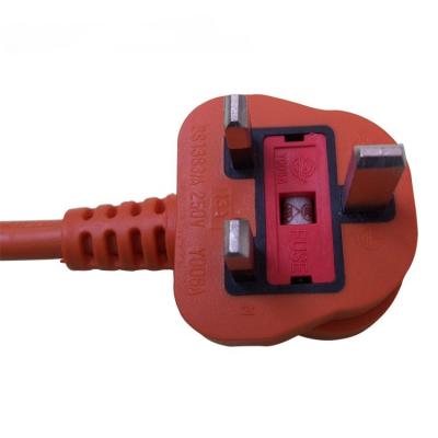 China ASTA/BSI1363 approved orange power cables with non-rewireable UK type fused plug for sale