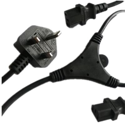 China UK C13 power supply cord, UK plug to 2xC13 female plug, Y shape connector for sale