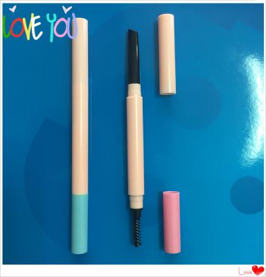 China OEM customized color 10x140mm plastic double head eyebrow pencil with different nib for sale