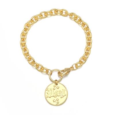 China New Fashion Design Coin Angel And Devil Coin Charm Bracelet Link Chain Bracelet for sale