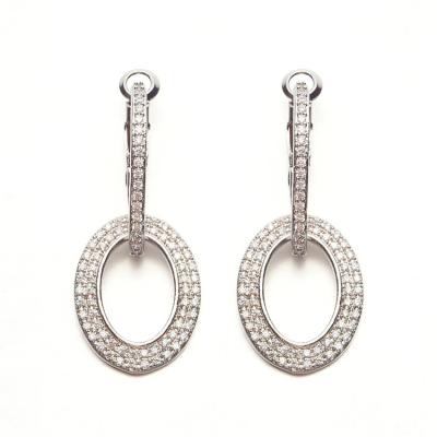 China Trendy Jewelry Fashion Women Two Wearing Earrings Ring Cubic Zirconia Stone Oval Earrings Methods for sale