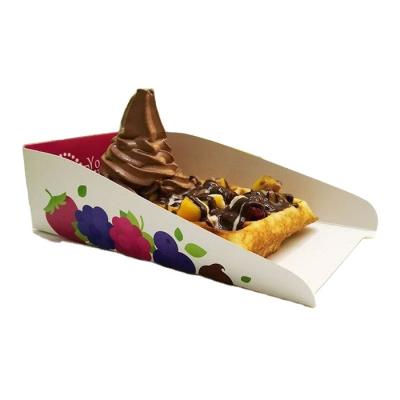 China Disposable Wholesale Cheap Disposable Custom Printed Belgian Ice Cream Waffle Paper Tray for sale