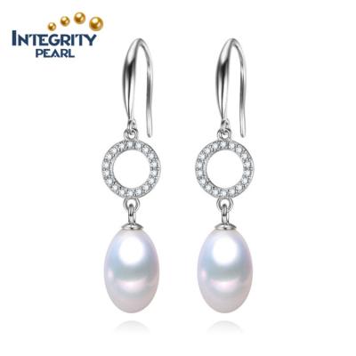 China FASHIONABLE Natural Freshwater Drop Real 925 Sterling Silver Wholesale Price Pearl Circle Earrings for sale