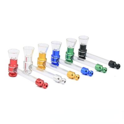 China Modern Metal and Glass Straight Type Mini Smoking Pipe Portable Filter Pocket Smoking Accessories for sale