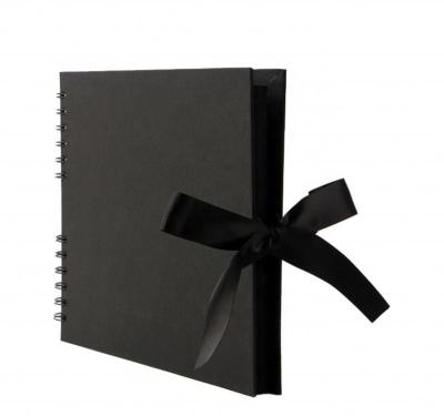 China Top Fashion 40 Black Hardcover Inner Covers 8 X12 Inch White Kraft Paper Hardcover Spiral Album Notebook for sale