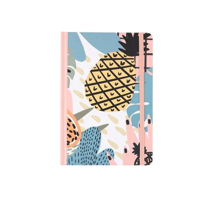 China New hardcover design school supplies stationery flower fruit hardcover A5 elastic band notebook 192 pages 80 grams for sale