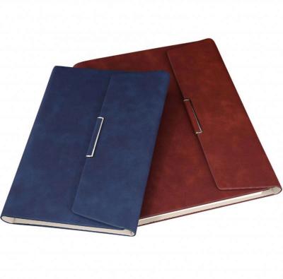 China Custom Good Quality PU Diary Business Planner Leather Notebook Pen Holder Gold Edge Writing Notebook for sale