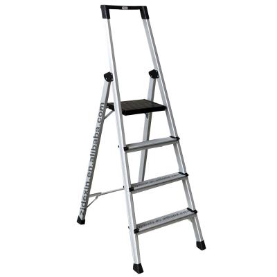 China DX-HH204 Folding Ladders, New Household Aluminum Ladder Extension Multi Purpose Twin Ladder 4 Steps With Tool Tray Alu Step Ladder for sale