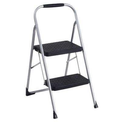 China Two Step Folding Ladders Tall Step Stool with Rubber Hand Grip, Gray Gray for sale