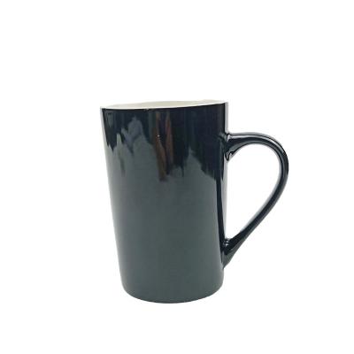 China Free Sample Durable Wholesale White Gloss 11oz Straight Black Ceramic Mug With Logo Customized for sale