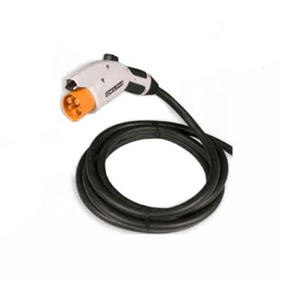 China Resistant to cold/UV/water/oil non flammable plastics type V0 - 2 male to female ev charging cable with single phase 16A spiral cable TUV heat EV CHARGER CABLE for sale