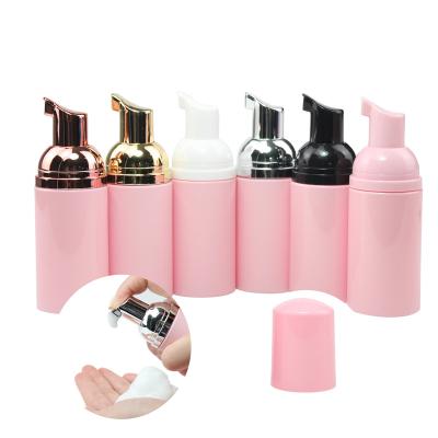 China 60ml PET Cosmetic Plastic Rose Bottle Foaming Foaming Pump Bottle With Rose Gold Black Pump for sale