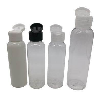 China 10ml 15ml 20ml 30ml 50ml 60ml 100ml 120ml PET Flip Top Cosmetic Clear White Cosmetic Lotion Bottles Empty Bottle With Flip Top Cap for sale