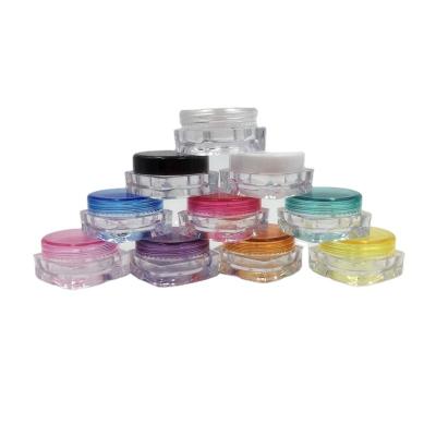 China 100pcs/lot 3g PS Square Skin Care Mini Small Empty Eyeshadow Powder Clear Plastic Cream Jar Container For Cosmetic Packaging for sale