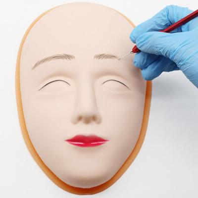 China Silicone Premium Quality 5D Permanent Makeup Eyebrow Tattoo Skin Mannequin Doll Face Training Schools Facial Training Tattoo Practice Head for sale