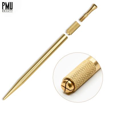 China Aluminum Pen Golden Makeup Supplies Durable PMbeauty Microblading Holder Handle Permanent Manual Eyeshadow Makeup Holder for sale