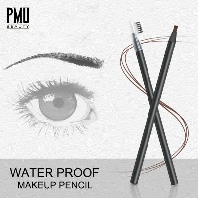 China PMbeauty Private Label Tattoo Brow Microblading Waterproof Wooden Eyebrow Pencil With Brush for sale