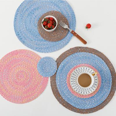 China CLASSIC Round Placemats for Wedding Party Supplies Round Burlap Placemats with Tassels Mandala Boho Table Mats for sale